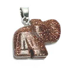 Goldstein Gold Elefant Anhänger, handgeschliffene Figur 1,8 x 2,5 x 8 mm, Stein der Begierde Goldstein Gold Elefant Anhänger, handgeschliffene Figur 1,8 x 2,5 x 8 mm, Stein der Begierde