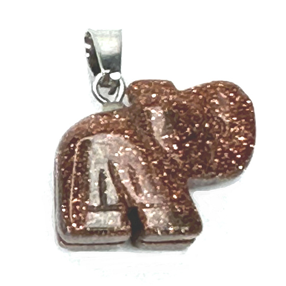 Goldstein Gold Elefant Anhänger, handgeschliffene Figur 1,8 x 2,5 x 8 mm, Stein der Begierde