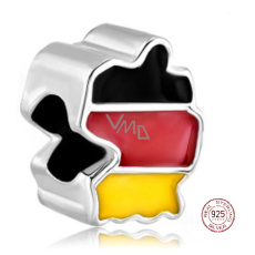 Charm Sterlingsilber 925 Deutschlandflagge - Karte, Perle für Reise-Armband Charm Sterlingsilber 925 Deutschlandflagge - Karte, Perle für Reise-Armband
