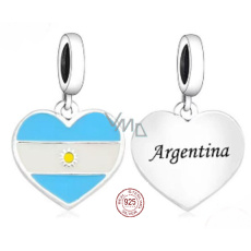 Charm Sterlingsilber 925 Argentinische Flagge Herz - Ich liebe Argentinien, Anhänger für Armband Reisen Charm Sterlingsilber 925 Argentinische Flagge Herz - Ich liebe Argentinien, Anhänger für Armband Reisen