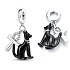 Charm Sterling Silber 925 Schwarz Ägyptische Katze und Ankh Charm, Anhänger am Armreif Symbol