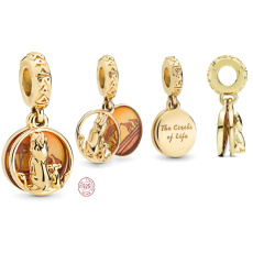 Charms Sterling Silber 925 Disney König der Löwen - Simba und Mufasa Sonnenuntergang 2in1, Anhänger Armband